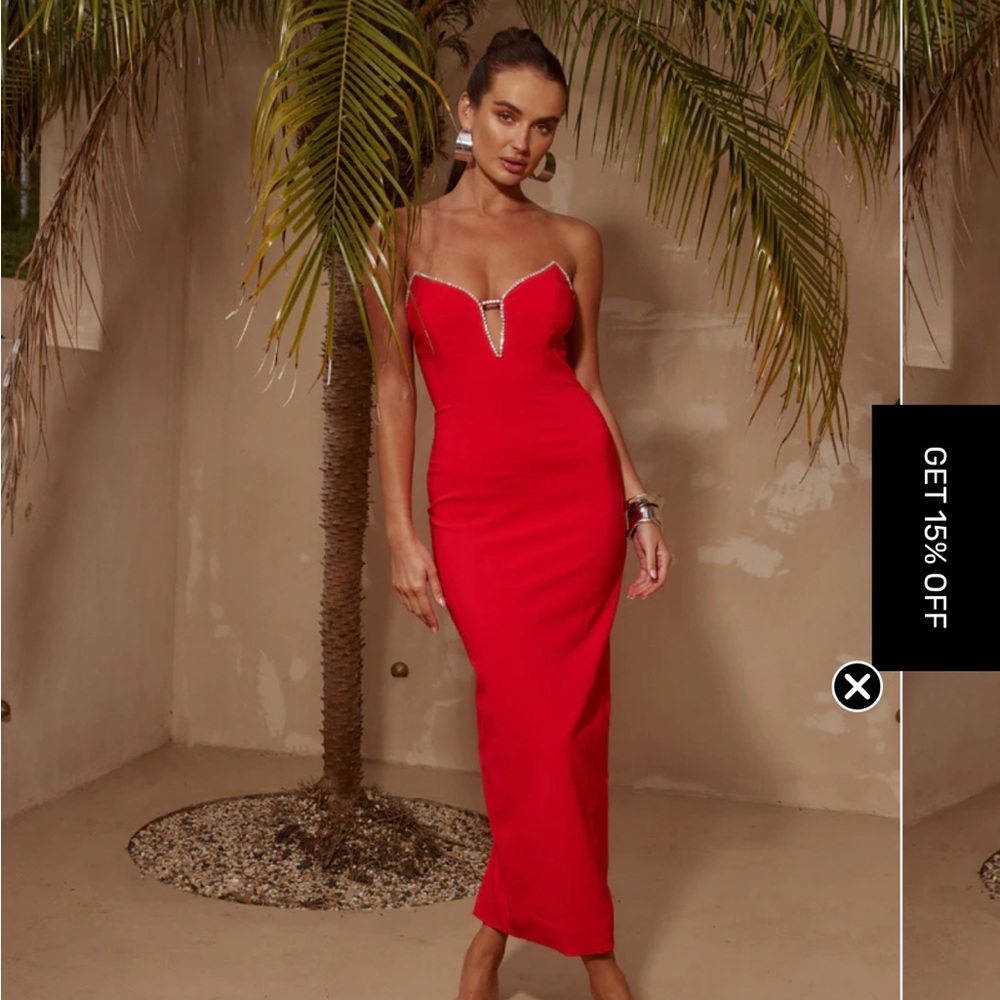 Red formal dress in size 12.
